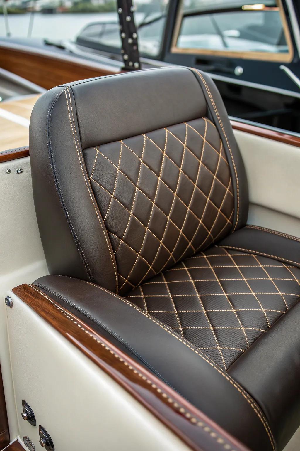 Boost your boat's charm with posh leather upholstery and detailed stitching.