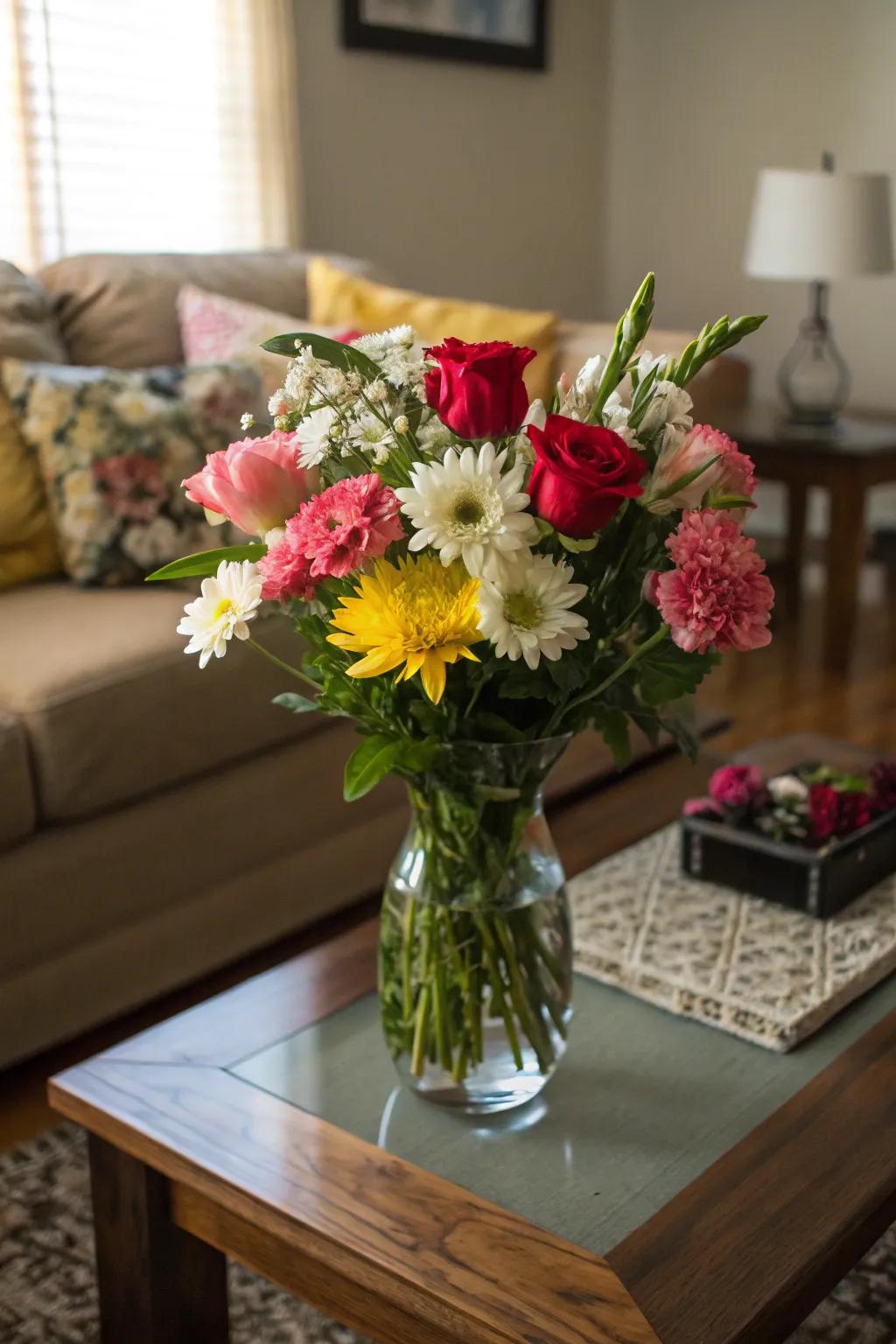 A timeless mixed floral arrangement to brighten up any room.