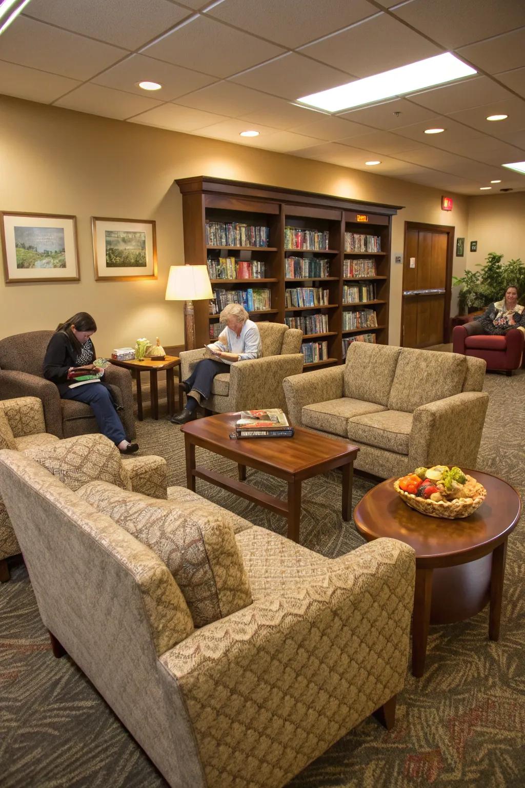 Comfortable arrangements for seating foster an inviting environment.