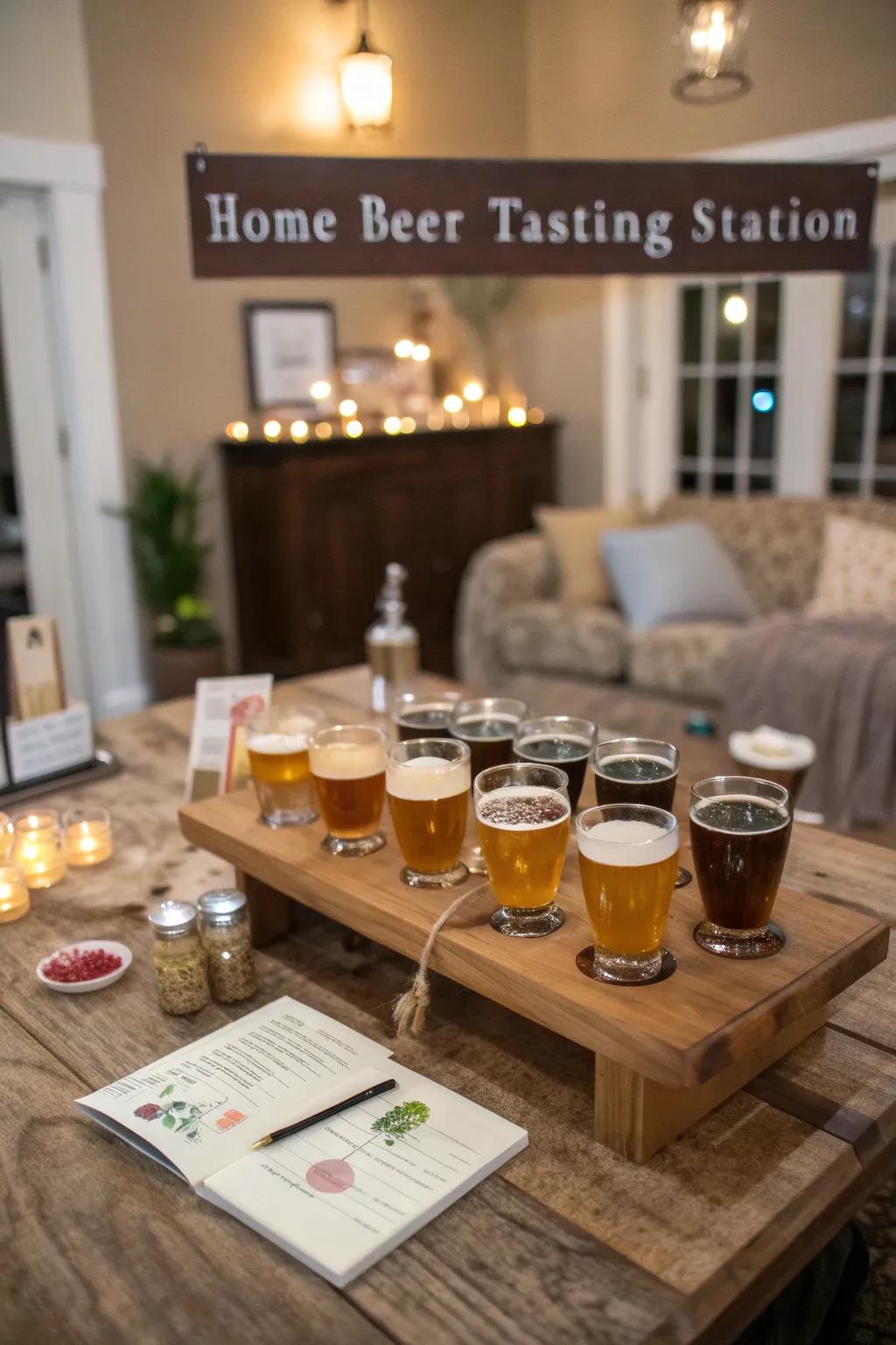 An inviting beer tasting setup awaiting your guests’ exploration.