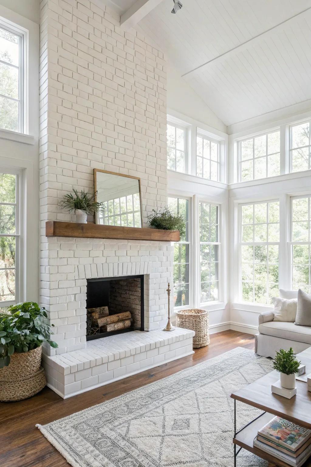 A fireplace painted white effortlessly gives a modern feel to any living room.