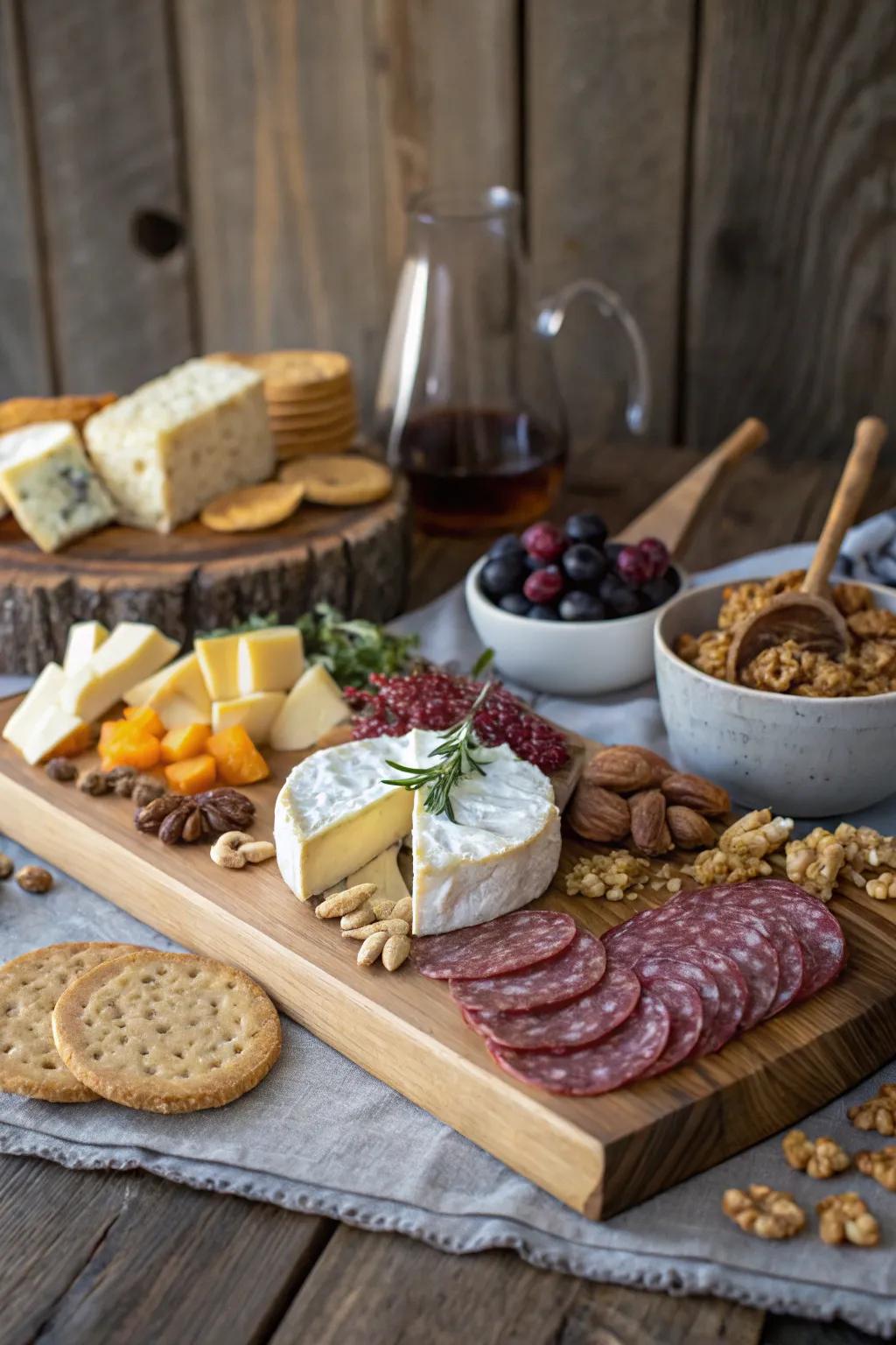 A timeless cheese and charcuterie display suited for any brunch.