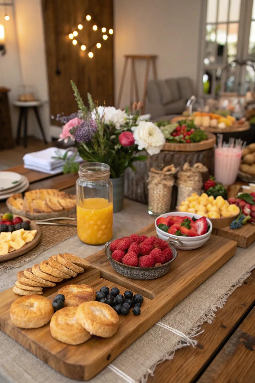 A country-style brunch theme brings about a cozy and welcoming vibe.