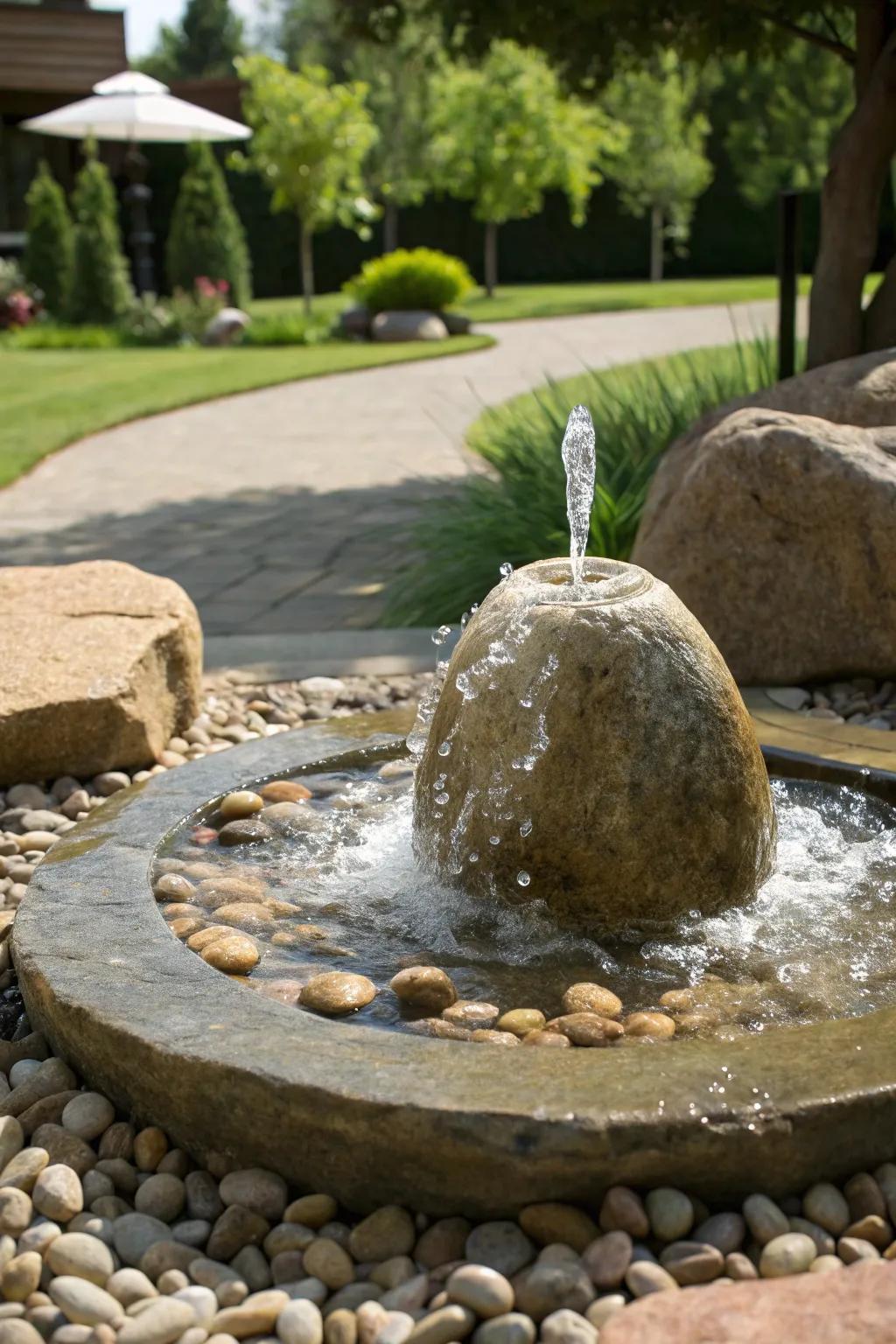 This organic rock fountain injects both elegance and down-to-earth magnetism into any open-air space.