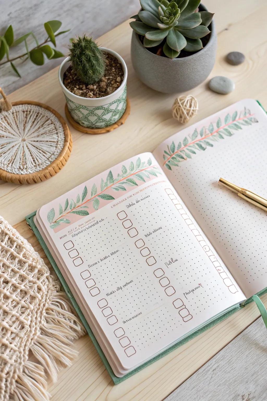 Track your habits with flair: a simple, boho-inspired bullet journal layout.