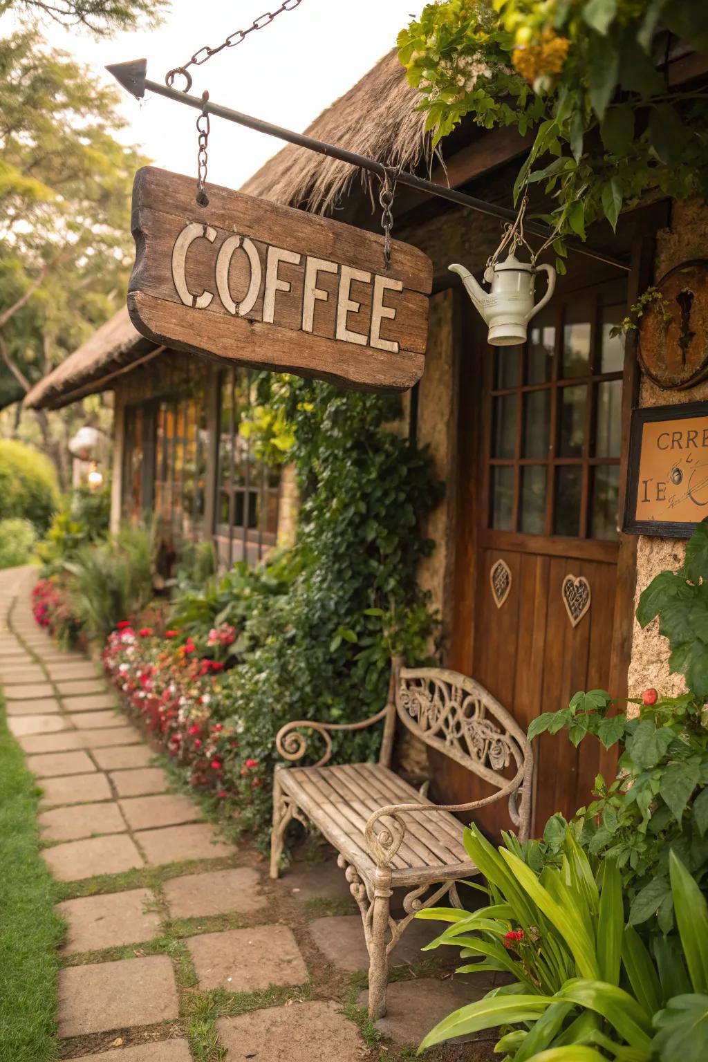 Wood signs give a cozy and inviting feel to any business entrance.