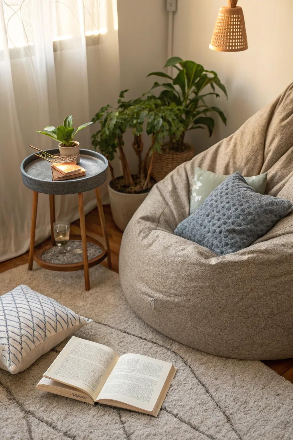 Relax and unwind with a comfy seat in your calming corner.