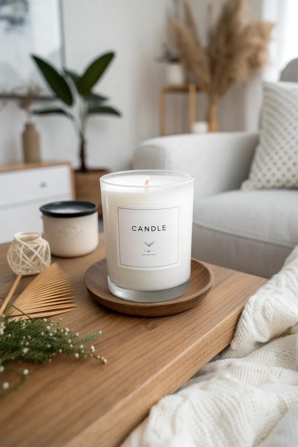 Minimalist candle labels that embody elegance through simplicity.