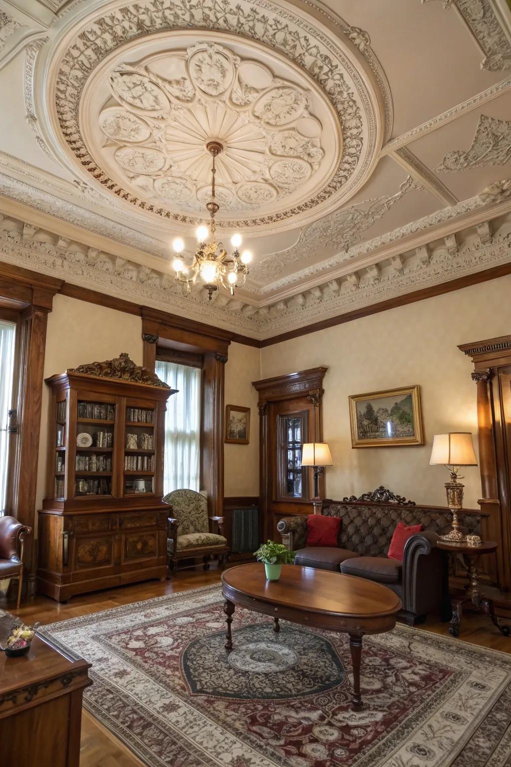 Detailed medallions infuse Victorian charm into any room.