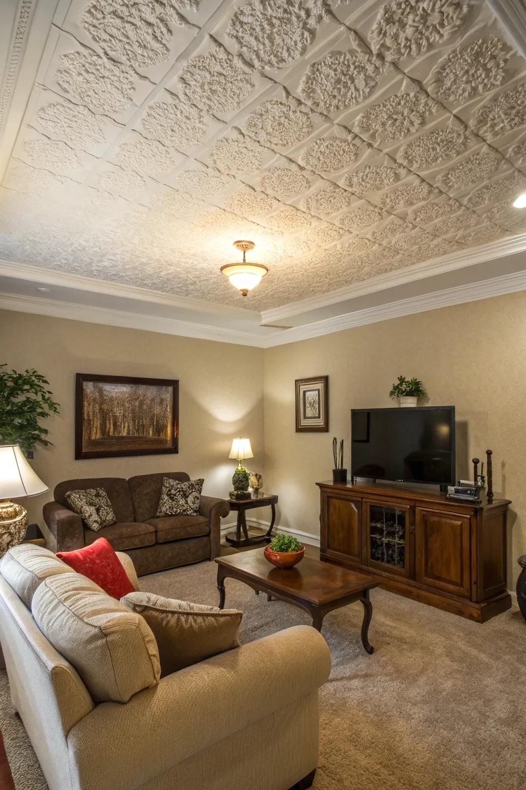 Enjoy the warm and familiar feel of a classic cottagecore ceiling.