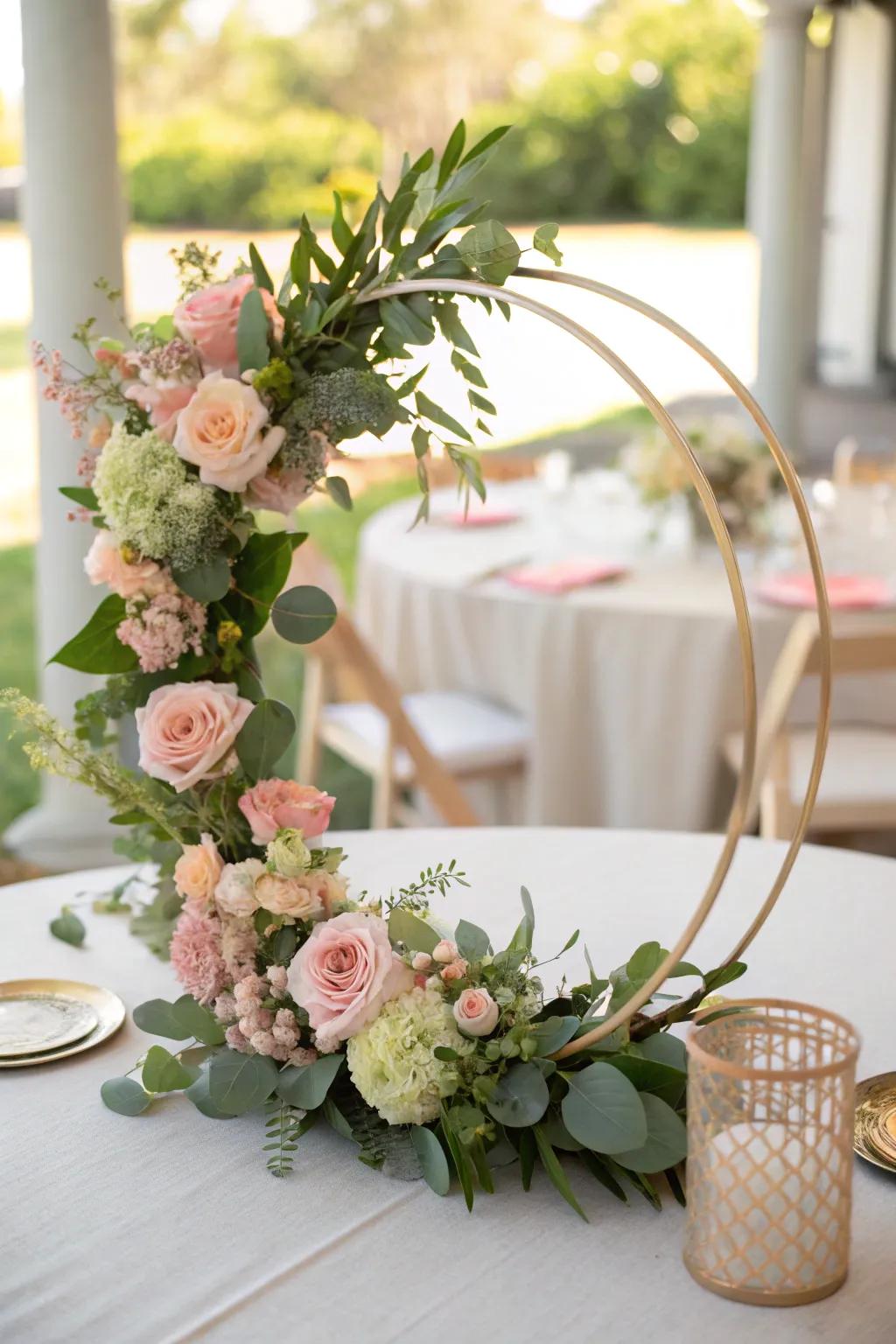 Refined floral wreath centerpiece showcasing soft-toned blossoms.