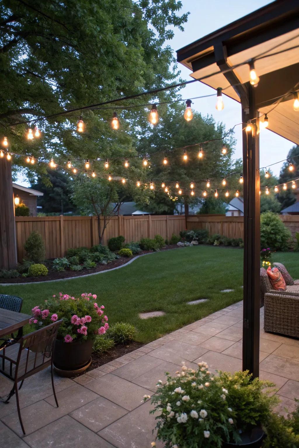 String lights create a magical atmosphere for your backyard.