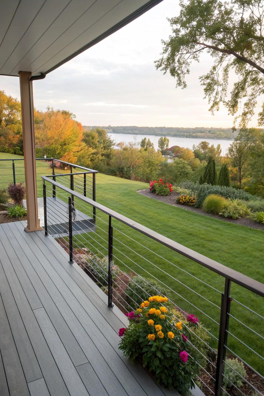 Cable railings offer a streamlined, contemporary look without exceeding your budget.