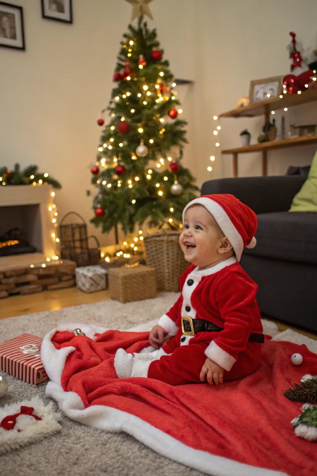 Capture the magic of Christmas with your baby dressed as Santa!