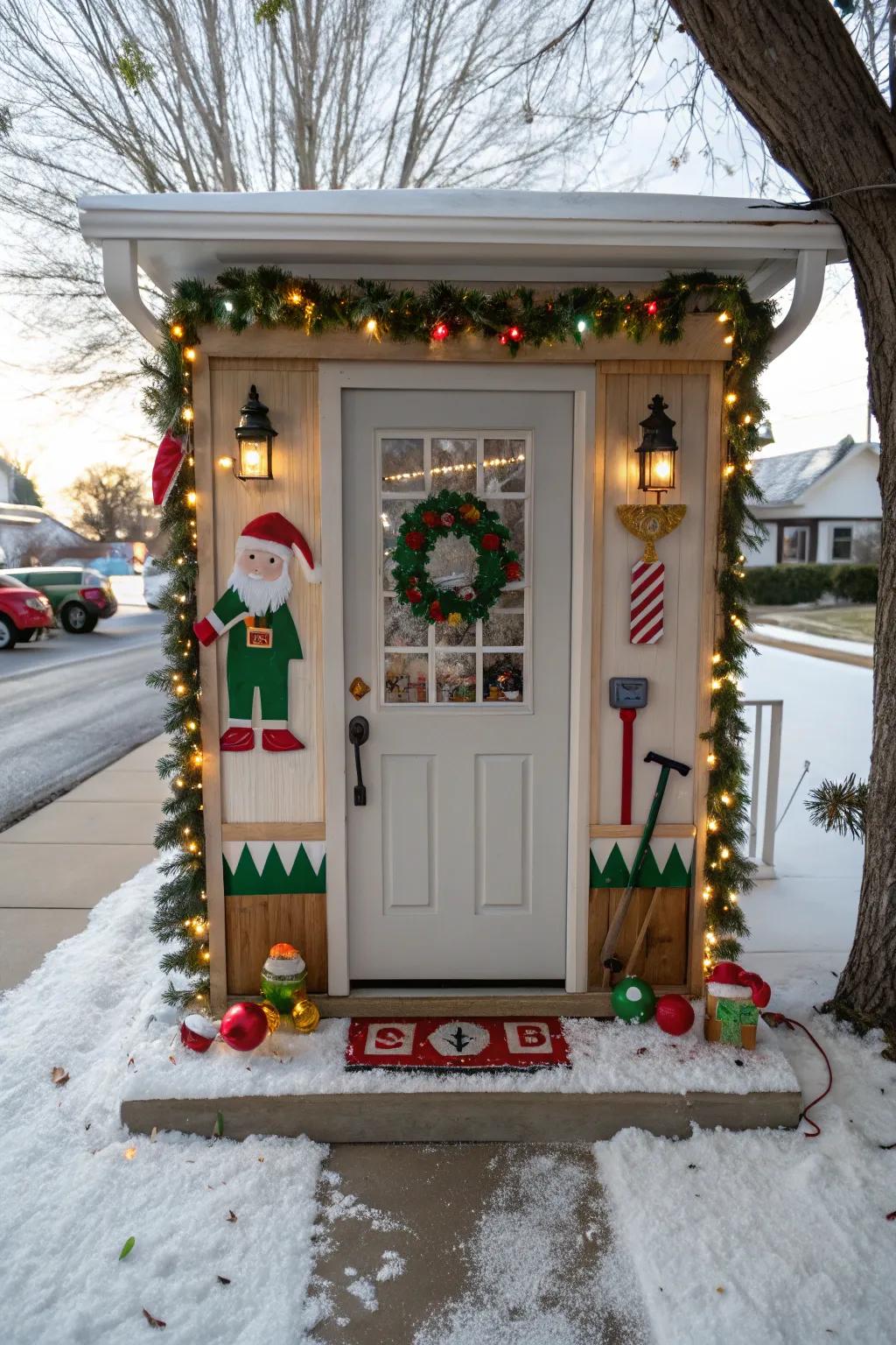 Transform your door into a bustling Santa's workshop.