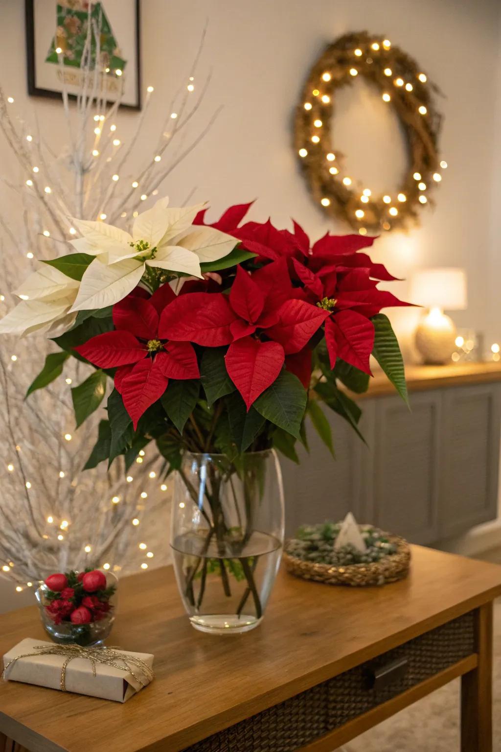 Simple, stylish starblooms displayed for a festive vibe.