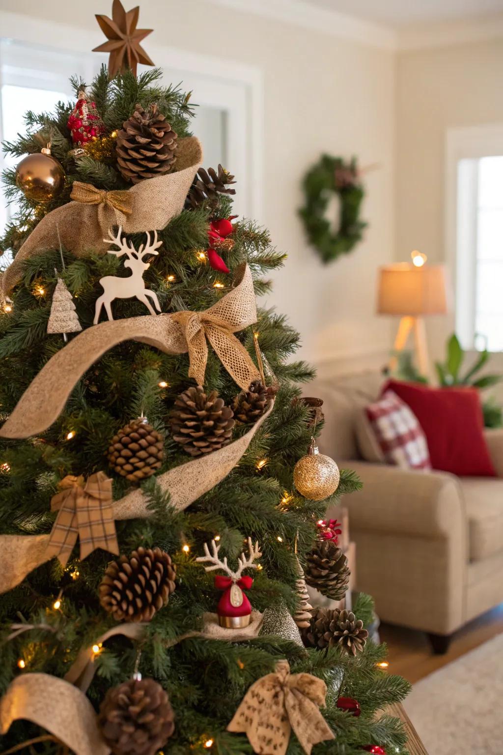 A woodland-inspired Christmas tree filled with countryside allure.