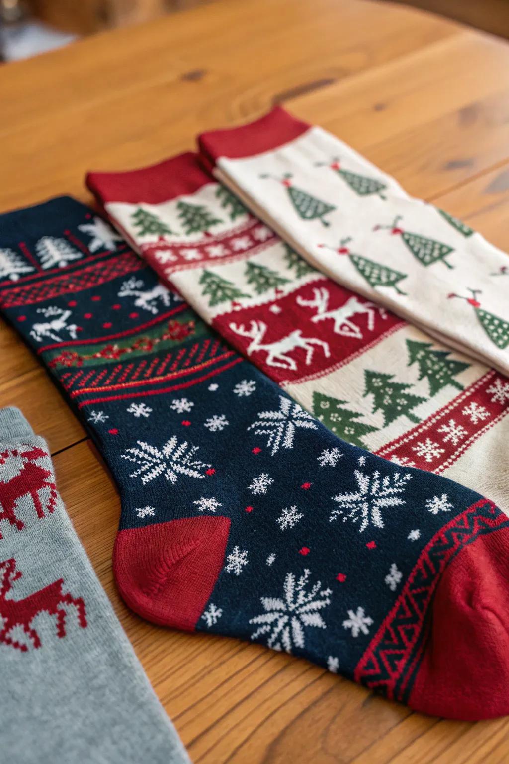 A collection of cheerful socks ready for a joyful swap.