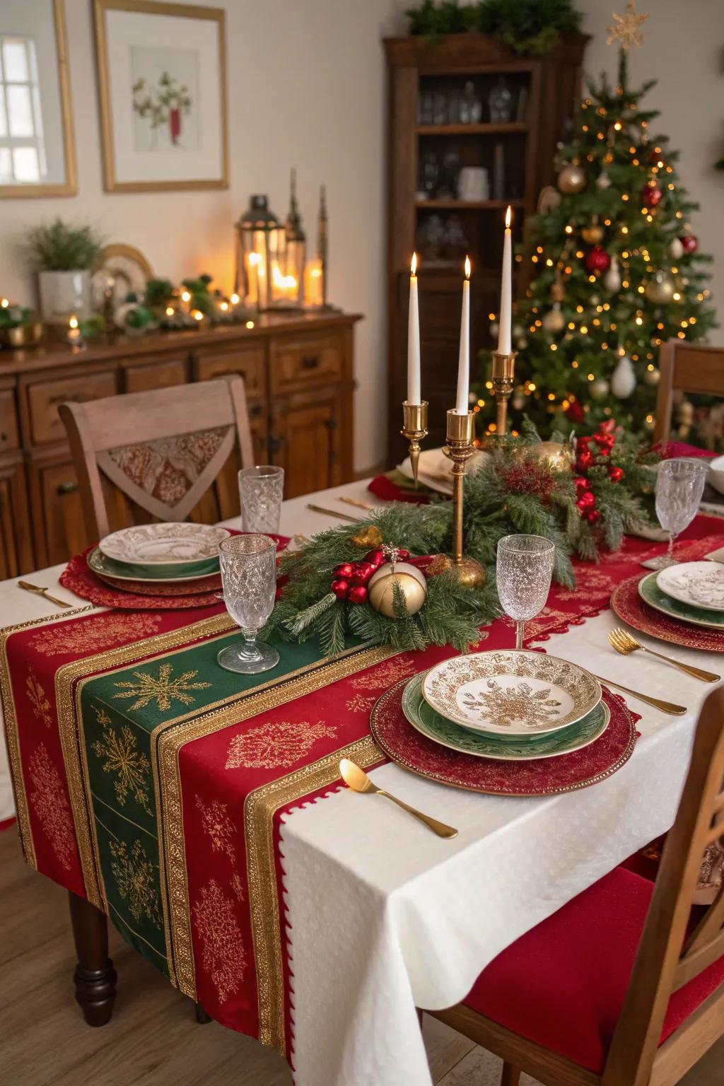 Classic Christmas colors establish the ambiance for an affectionate and welcoming table.