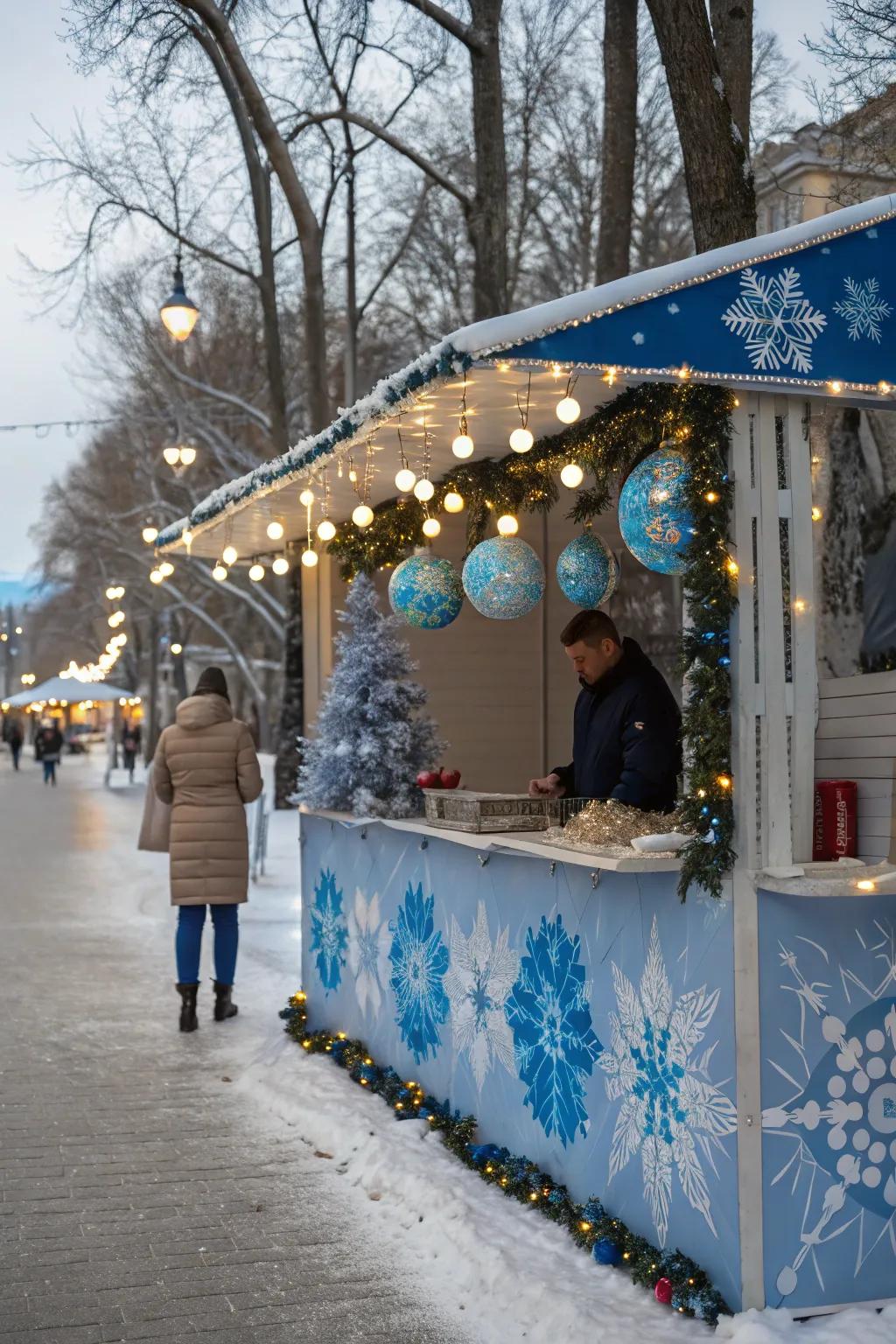 A serene Frosted Dreamscape-themed booth captures the essence of the season.