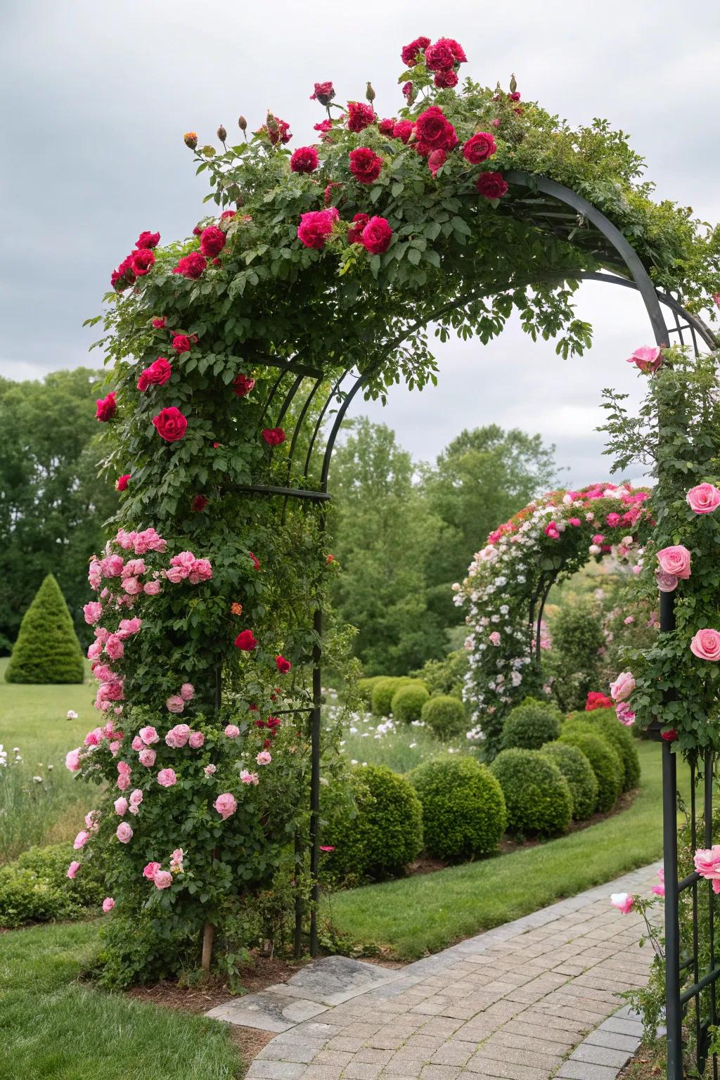 Elevate your garden with a rose-laden archway.