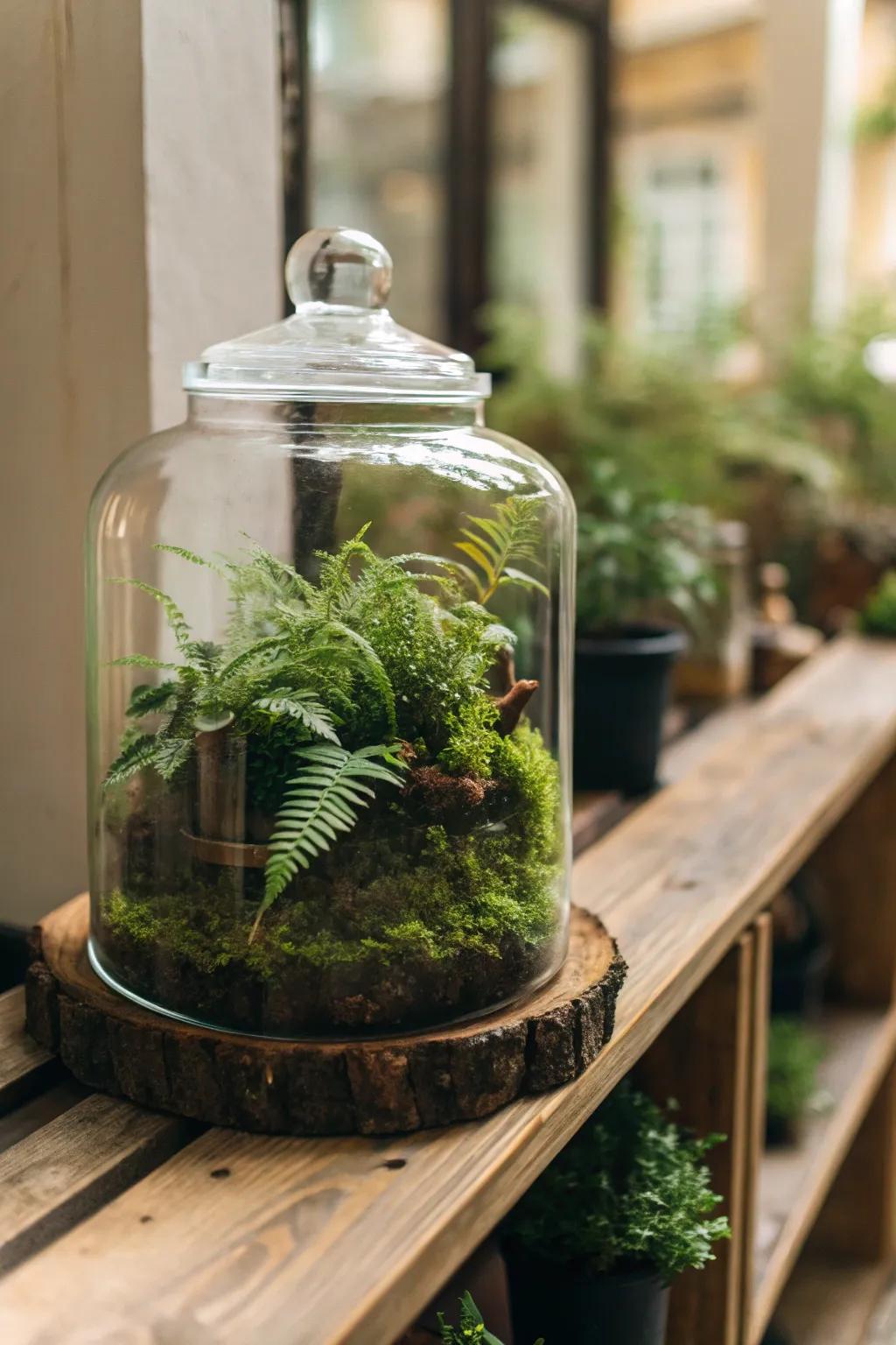A petite forest encased, ideal for bringing a sense of calm.