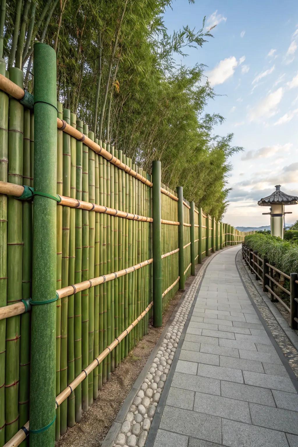 A peaceful cane fence providing discretion and tranquility.