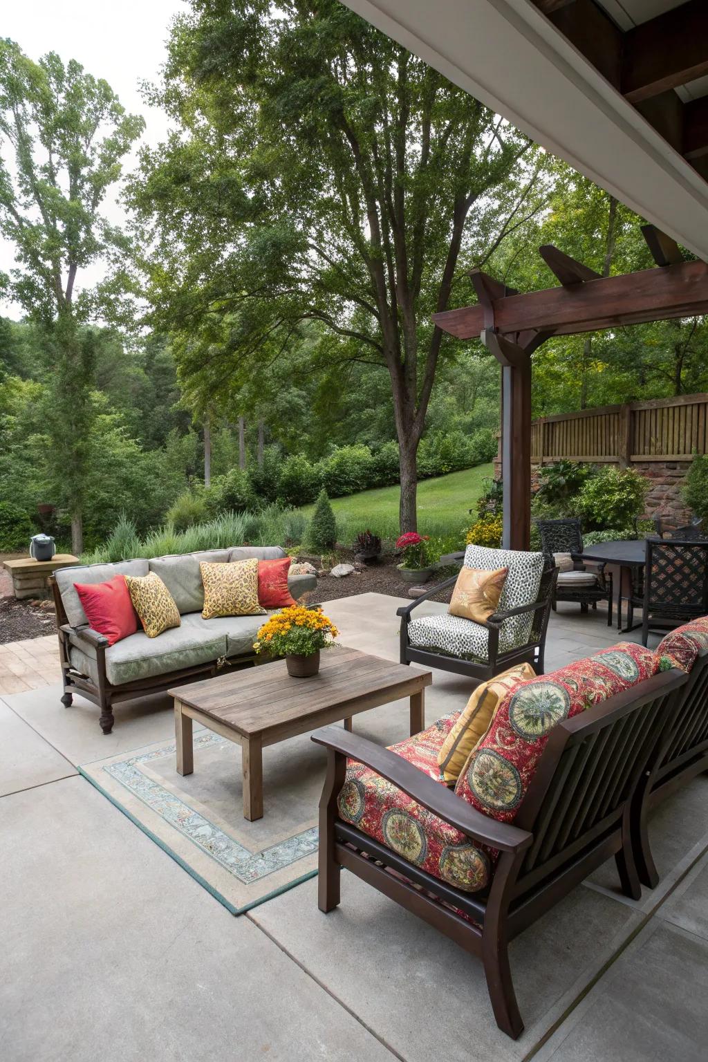 An inviting seating zone makes your patio welcoming and comfortable.