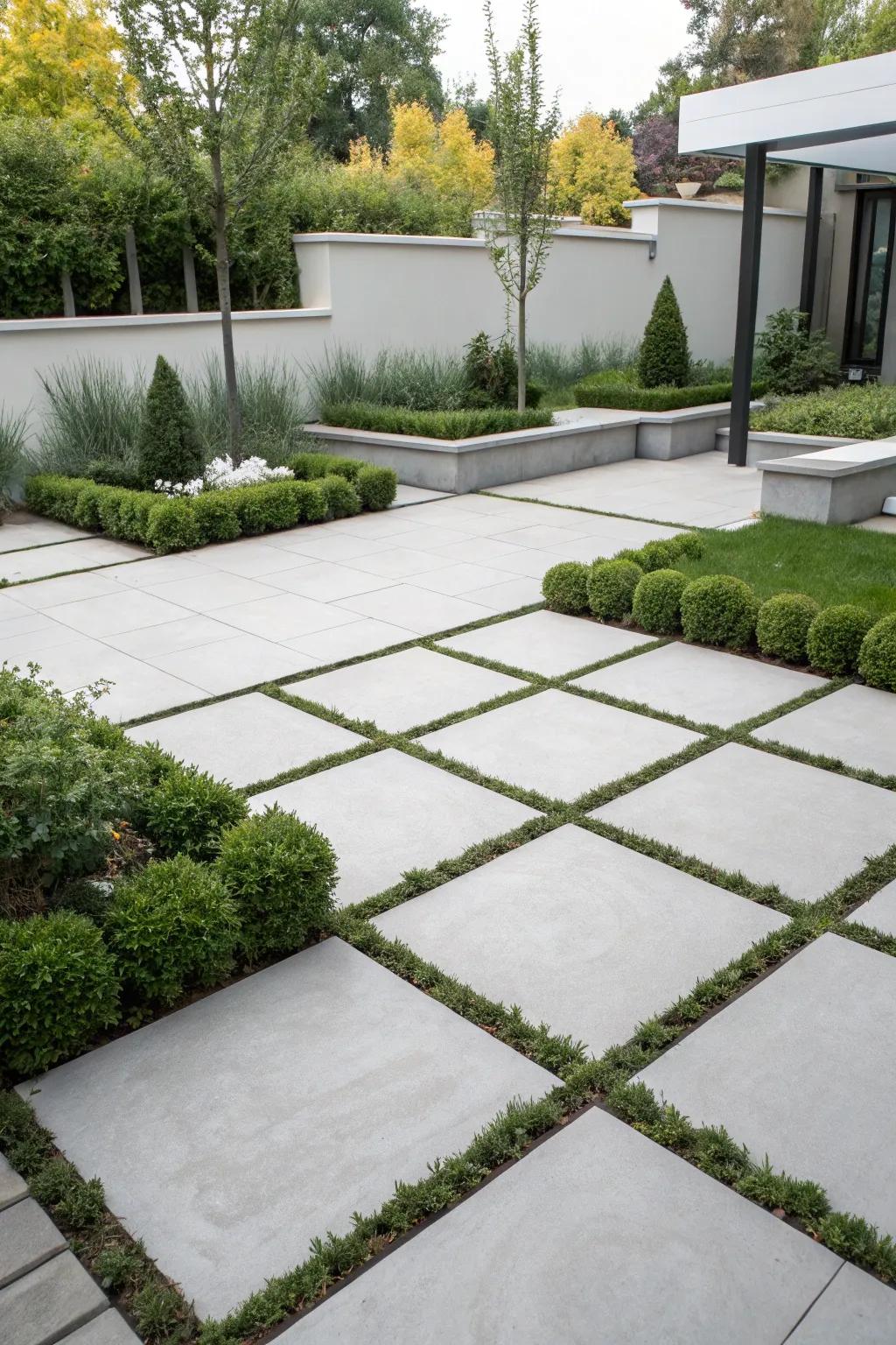 Achieve a streamlined appearance with expansive concrete ground covers.