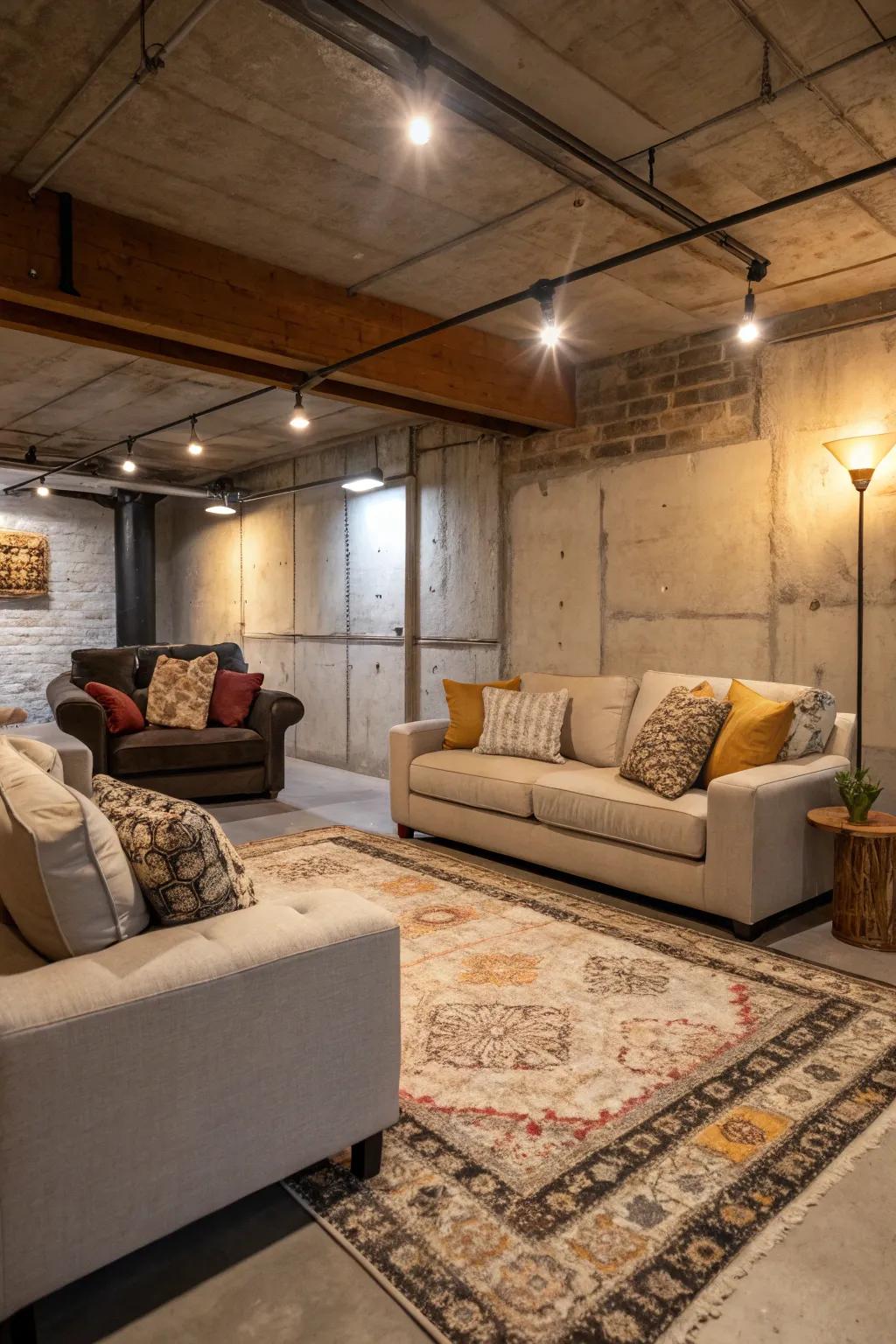 Specify your area with comfortable seating and a warm floor covering.