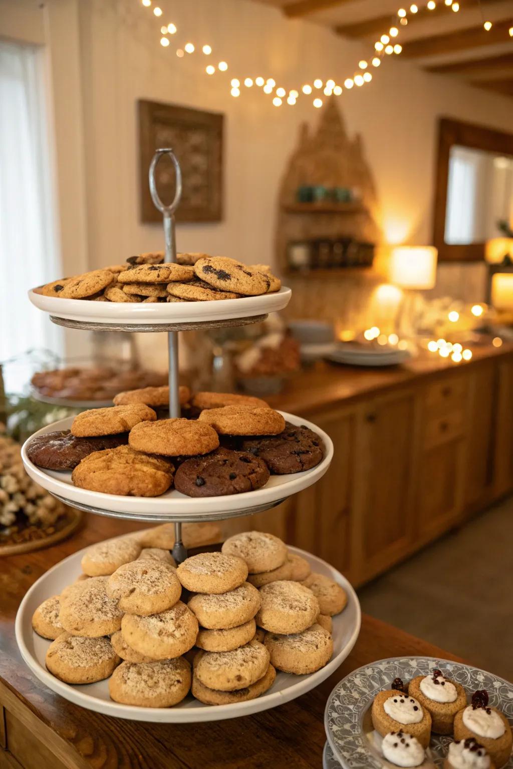 A tiered arrangement enhances the visual allure of your biscuits.