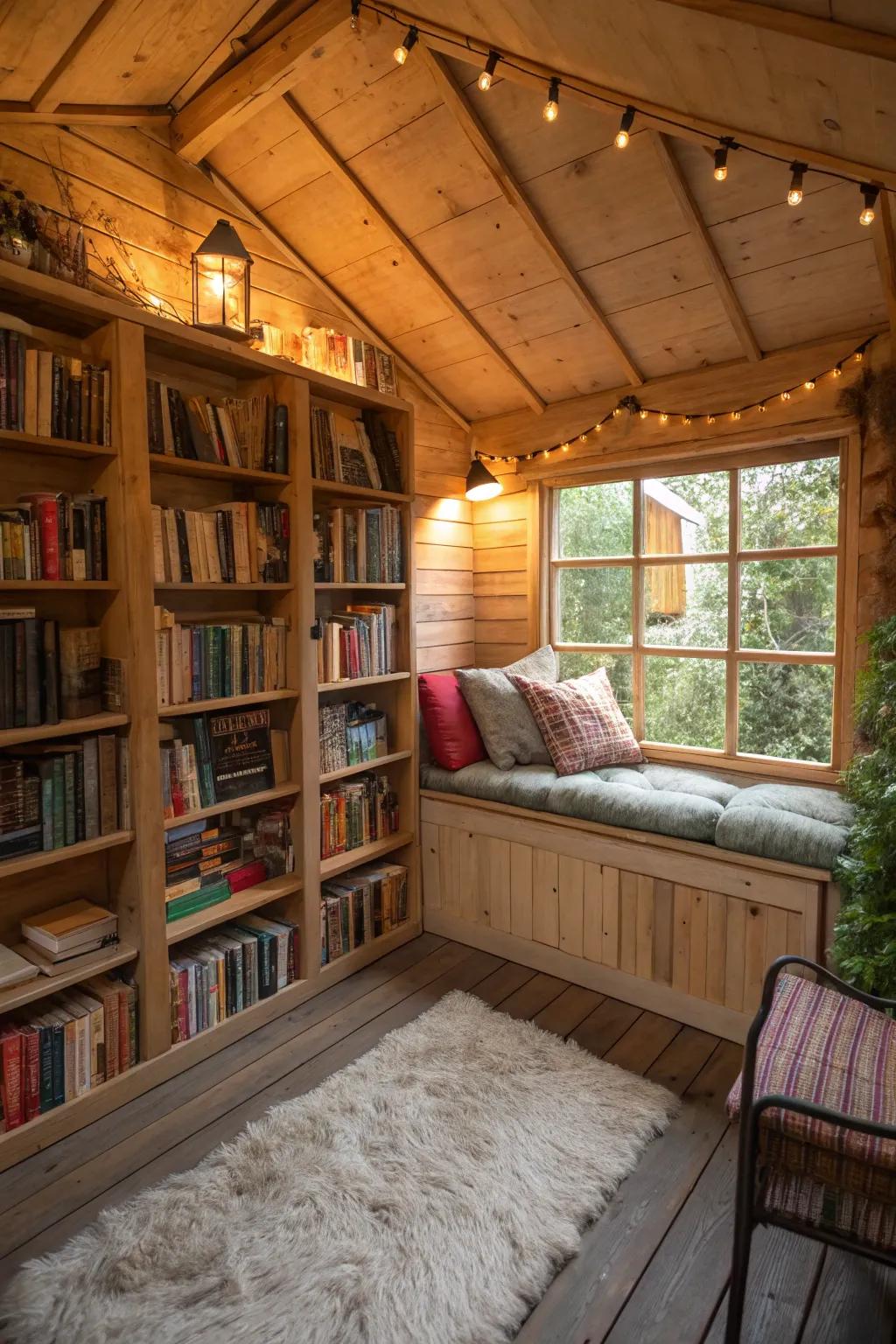 A comfy reading corner designed for avid readers.