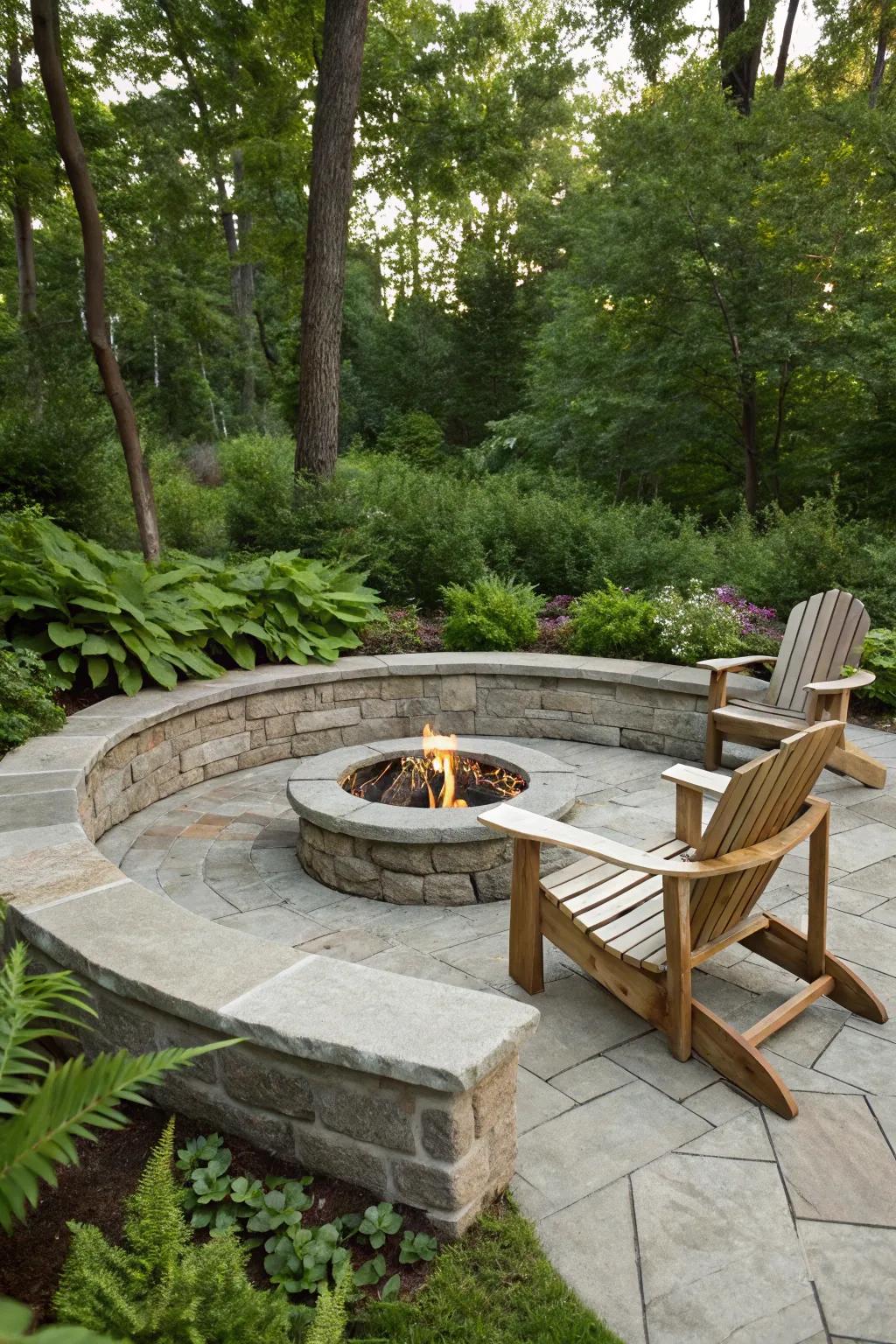 Stone ring fire pits impart a natural, enduring charm to any outdoor area.