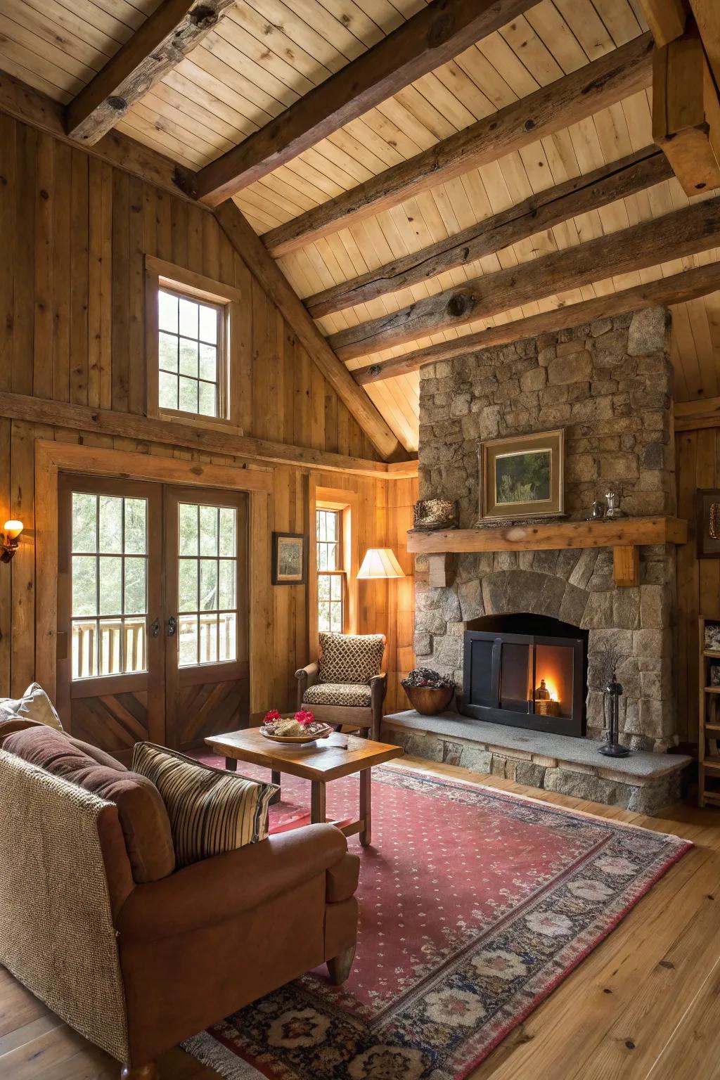 Countryside charm is enhanced with authentic wooden features.