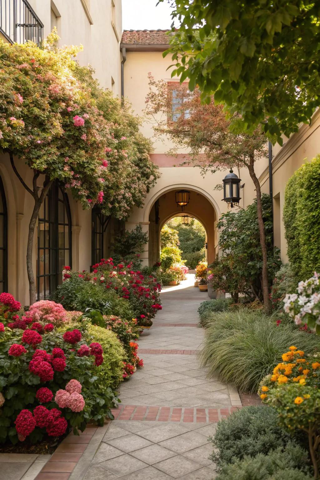 A cascade of greenery and floral touches to rejuvenate your entrance.