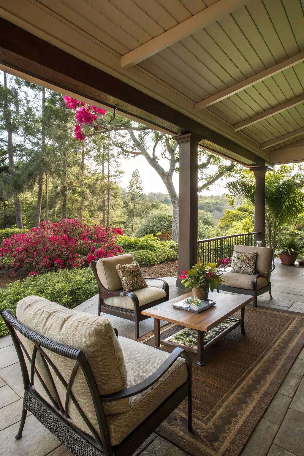 Establish a serene seating zone perfect for both relaxation and social gatherings.