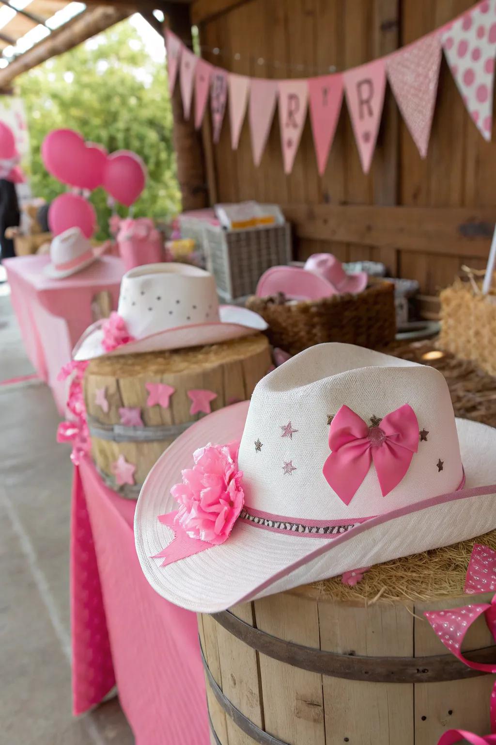 Combine pink hues with classic cowboy elements for a pop of fun.