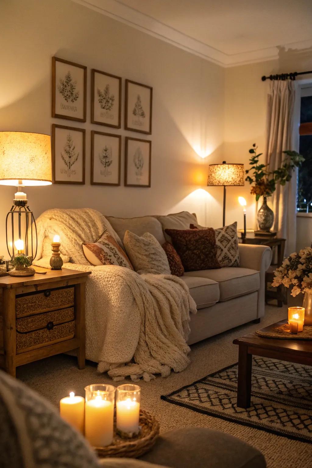 Gentle lighting can turn any area into a relaxing escape.