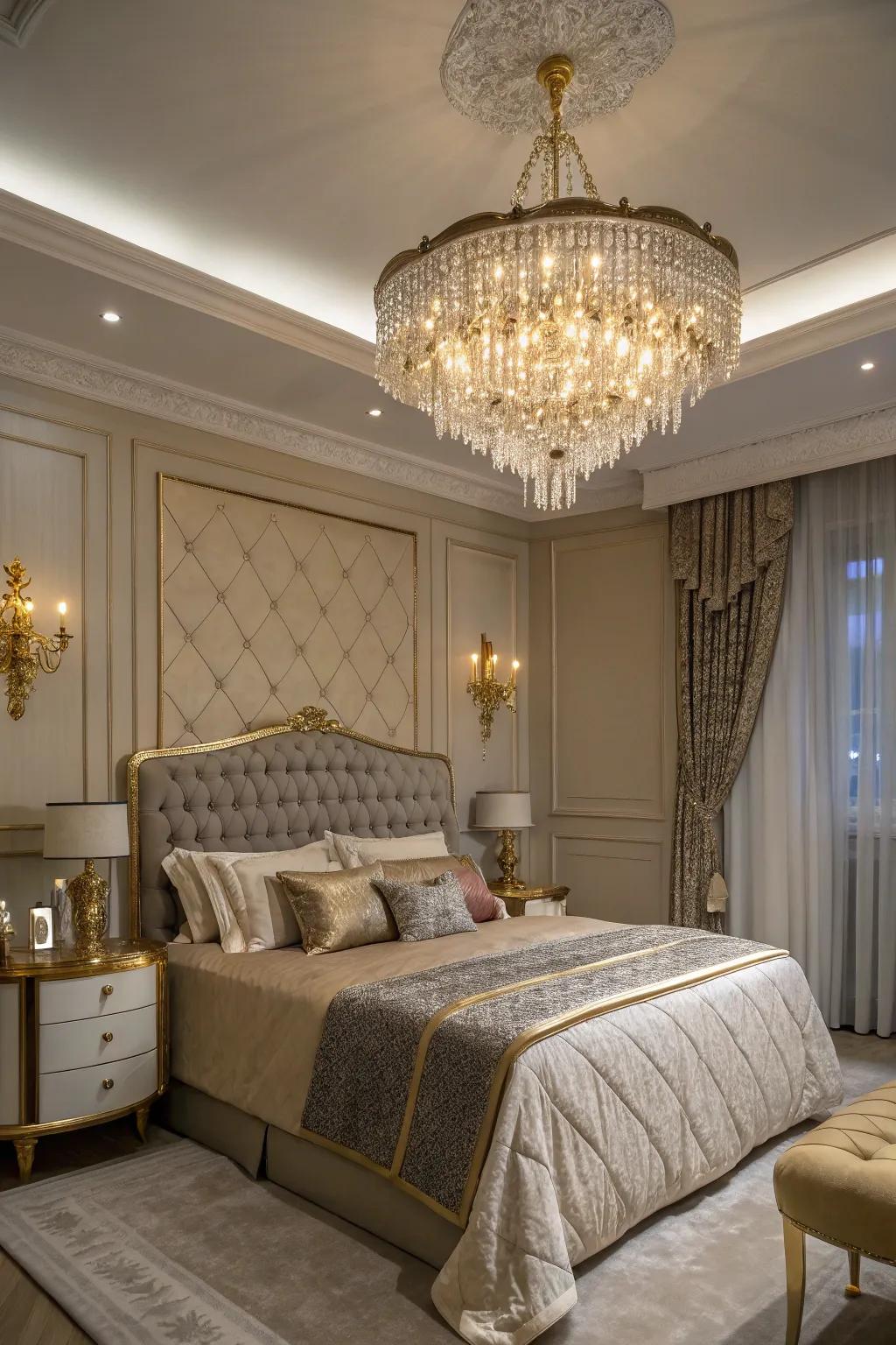 A sparkling light adds a touch of elegance and glam to any bedroom.