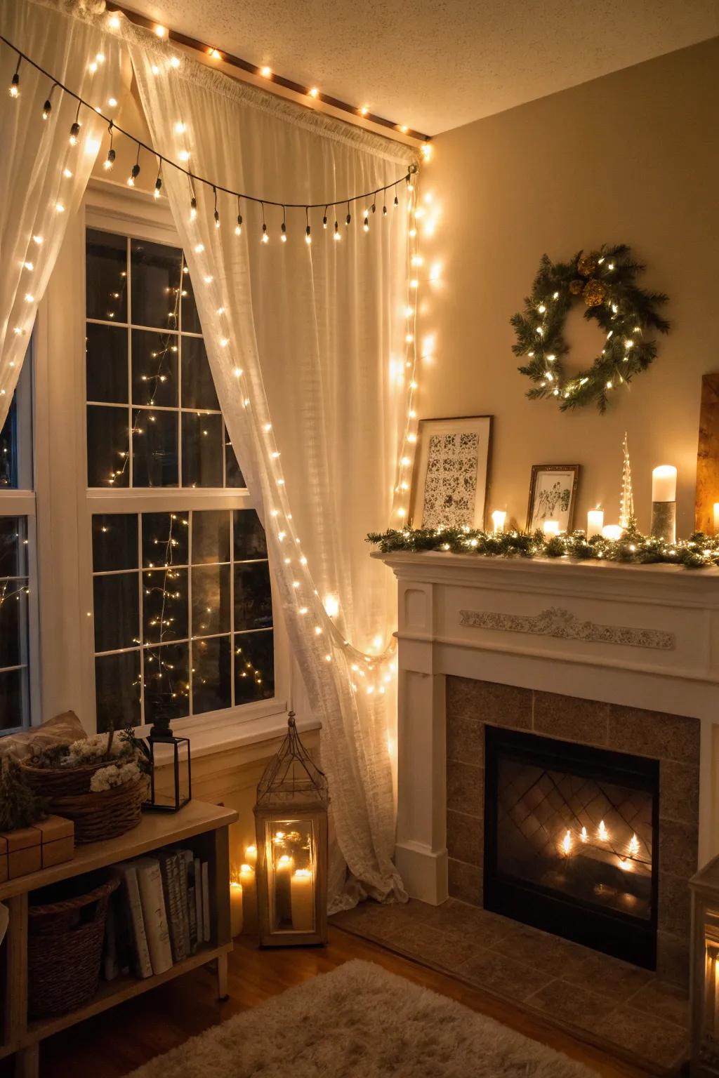 Twinkling garlands bring a whimsical flourish to any living area.