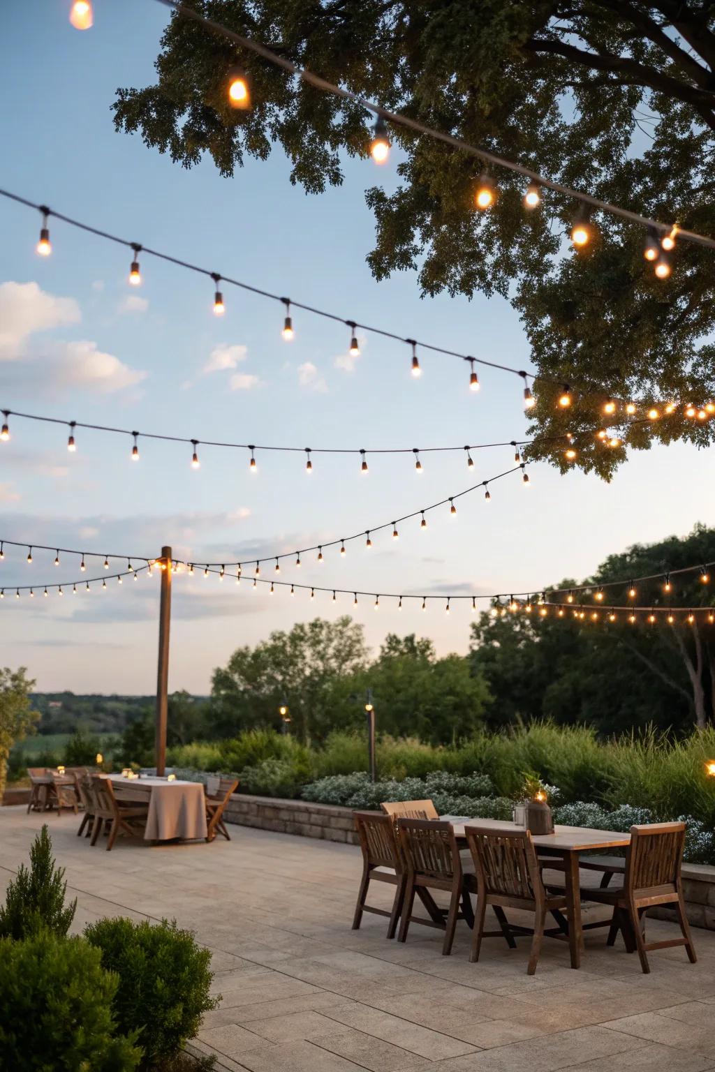 Fairy lights bring a whimsical ambiance to any outdoor setting.