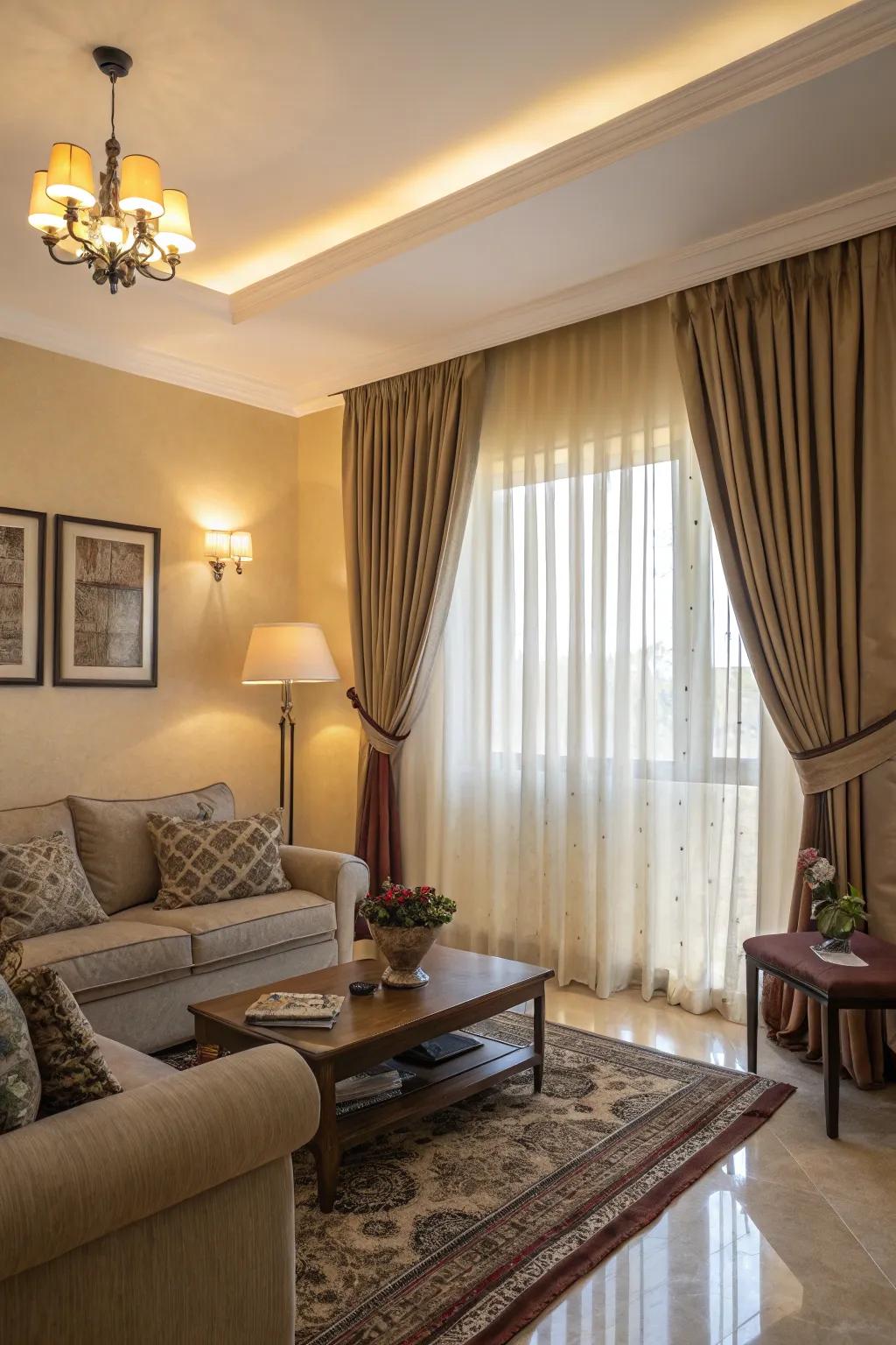 Drapes designed to merge seamlessly with your wall tones for a harmonious aesthetic.