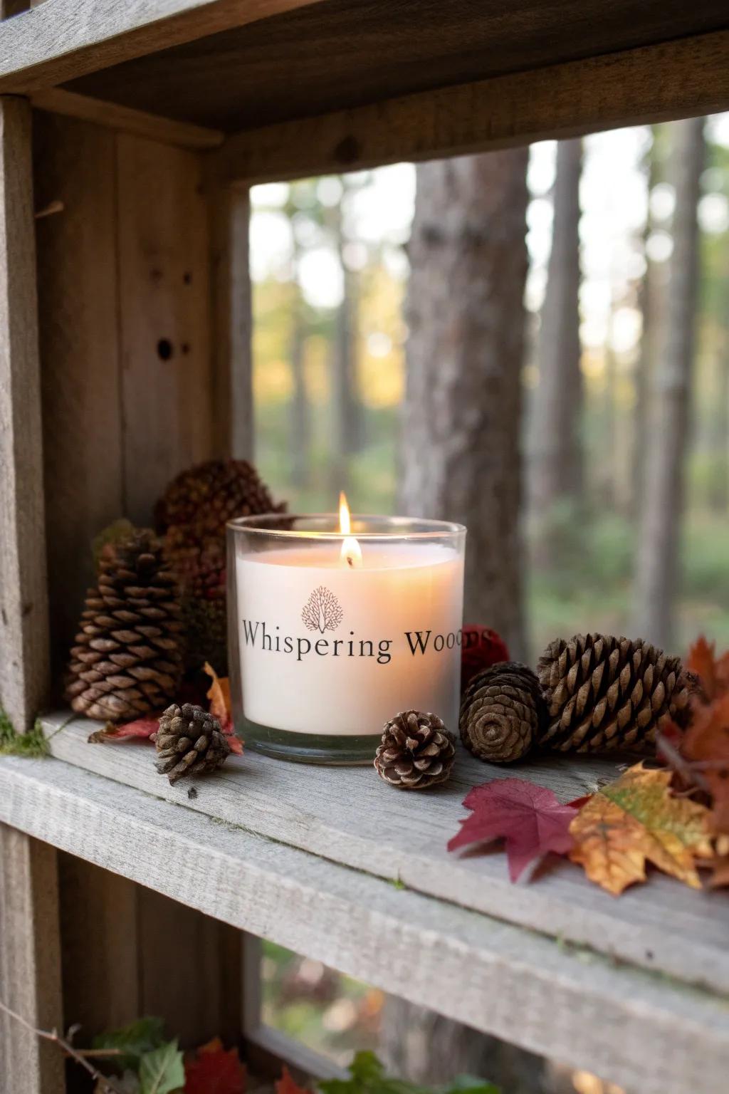 Rustic Display featuring the Forest Murmurs Candle