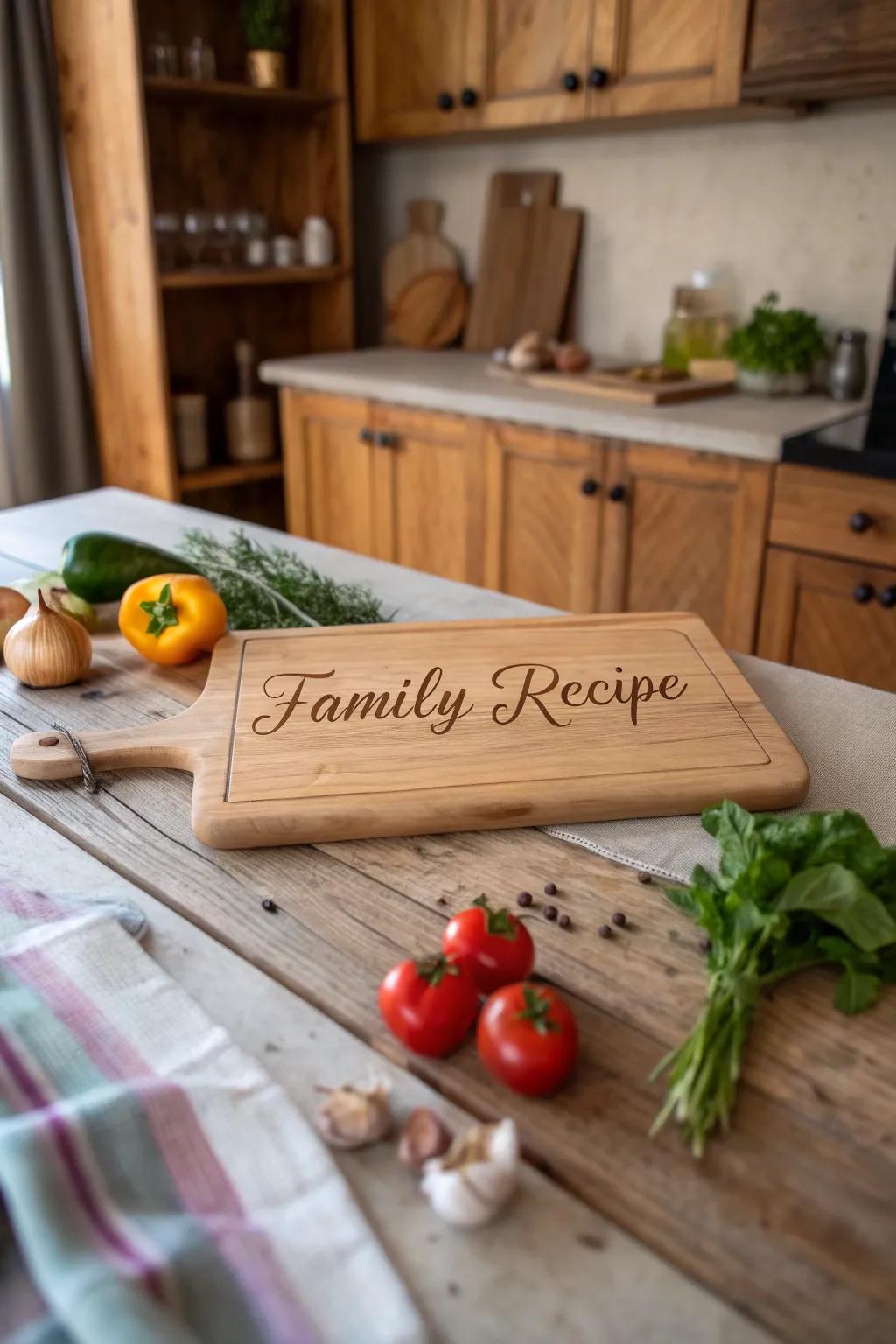 Keep family traditions alive with a chopping board etched with a recipe.