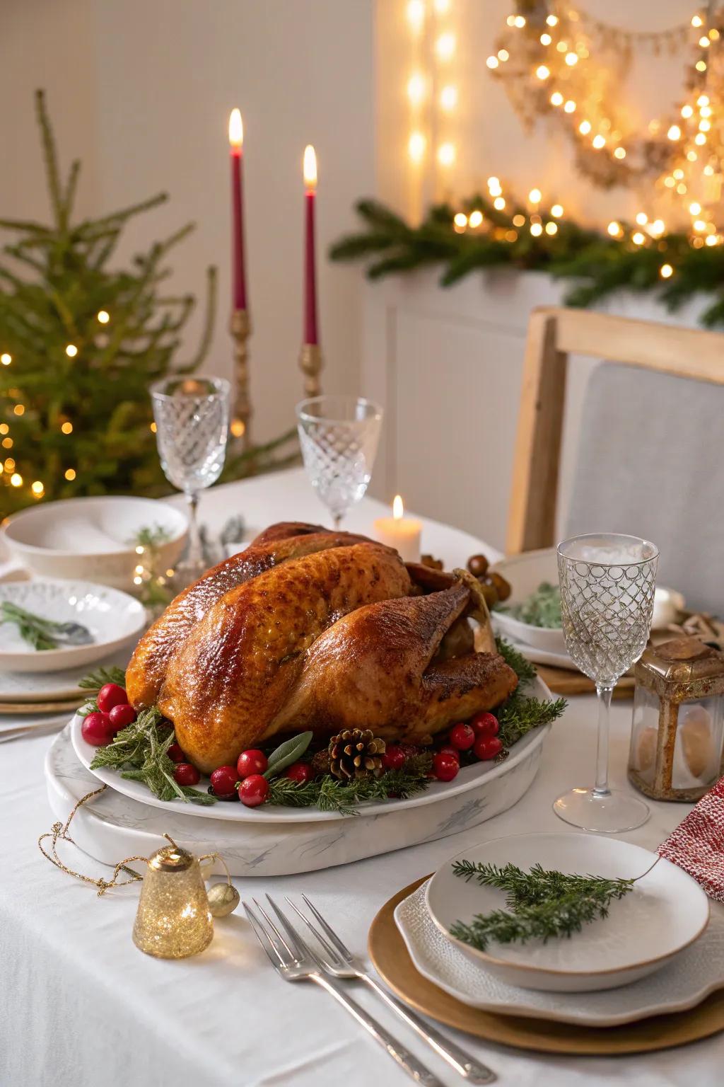 A timeless roast turkey centerpiece for a joyful December feast.
