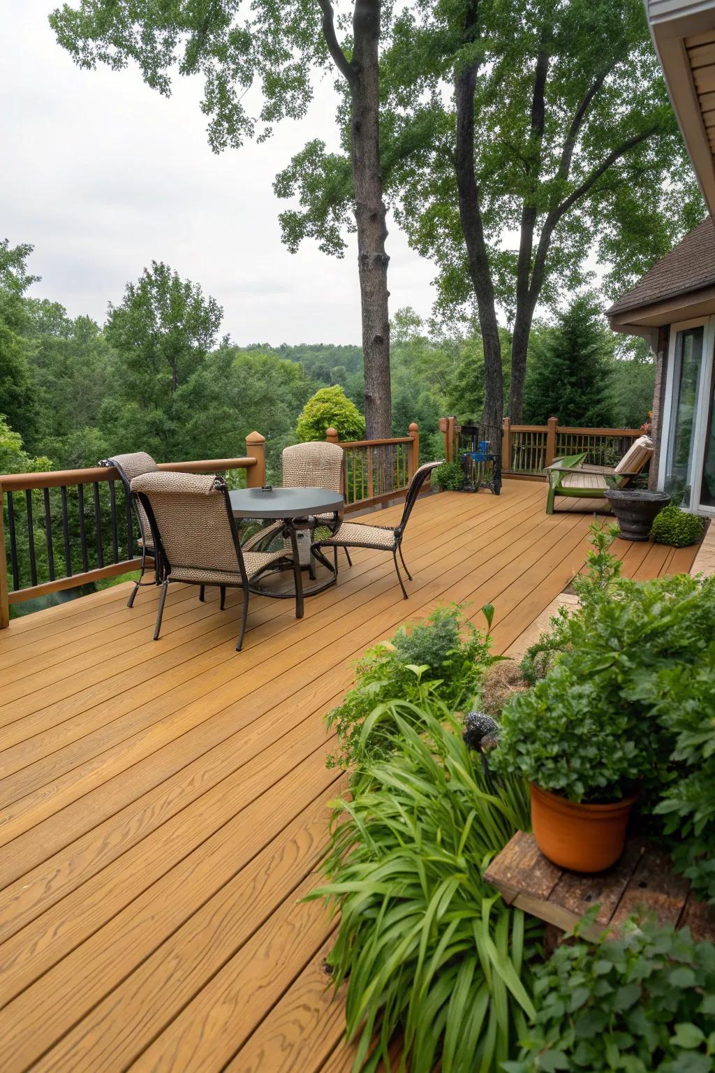 Amber Wood stain creates a warm and inviting atmosphere on any deck.