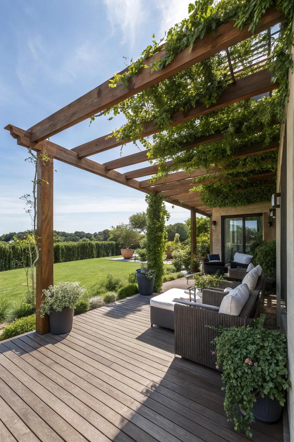 Pergolas artfully combine design and shade, making them ideal for any deck setting.