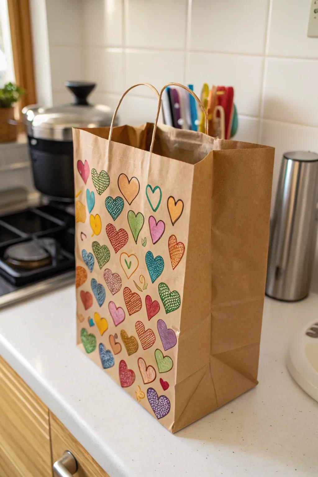Heart-imprinted carrier prepared to disseminate affection.