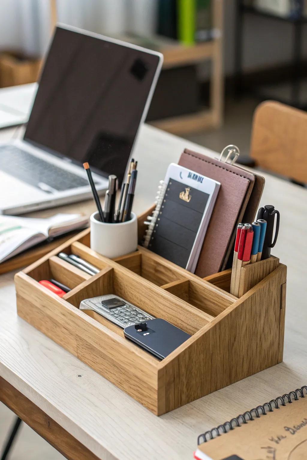 Enhance your work area with organizers that feature multiple compartments.