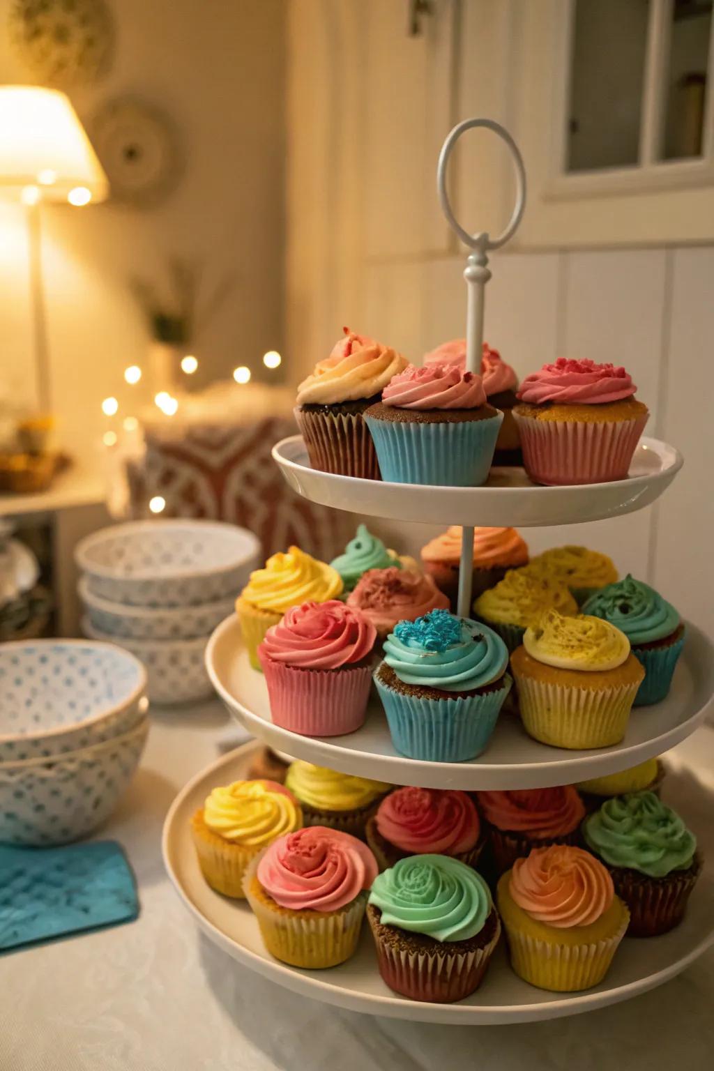An enchanting cupcake tower ideal for any festivity.